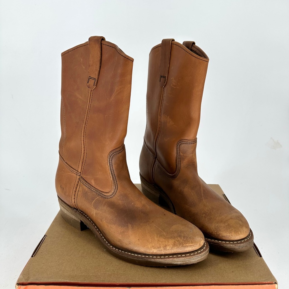 Vintage Red Wing Cognac Brown Round Toe Boot USA Cowgirl Rodeo Women's 8 B